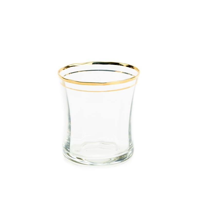 Vaso de agua bajo filo dorado