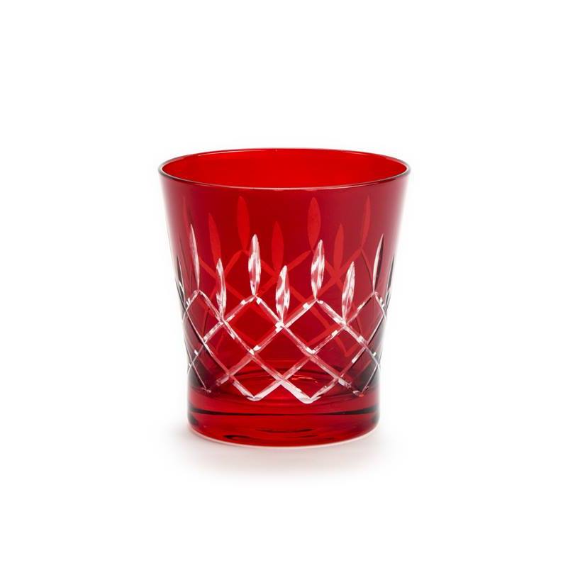 Vaso cristal rojo tallado