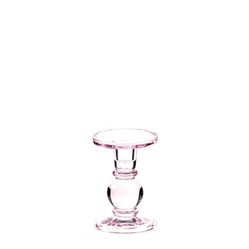 Candelabro cristal rosa bajo