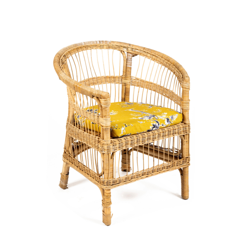 Cojín Sillon rattan amarillo