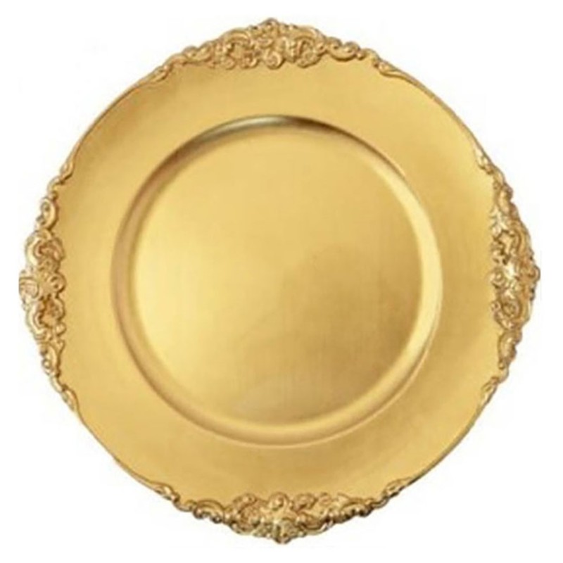 Bajoplato resina dorado brocado