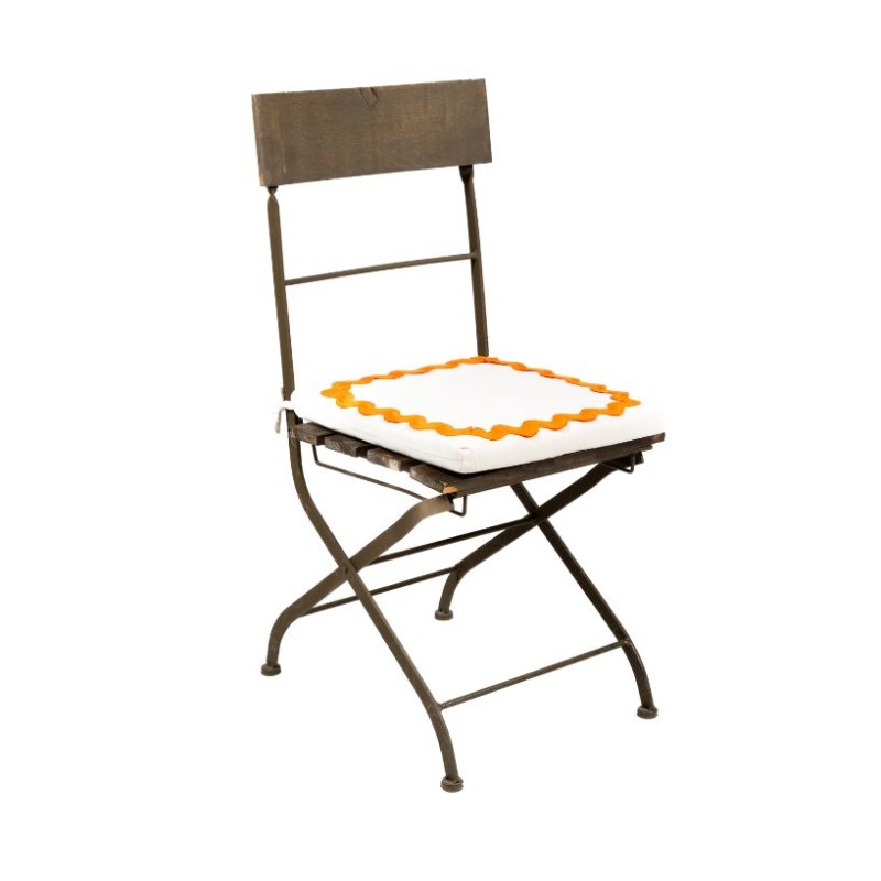 Cojín  grande silla Bambu con ondulina naranja