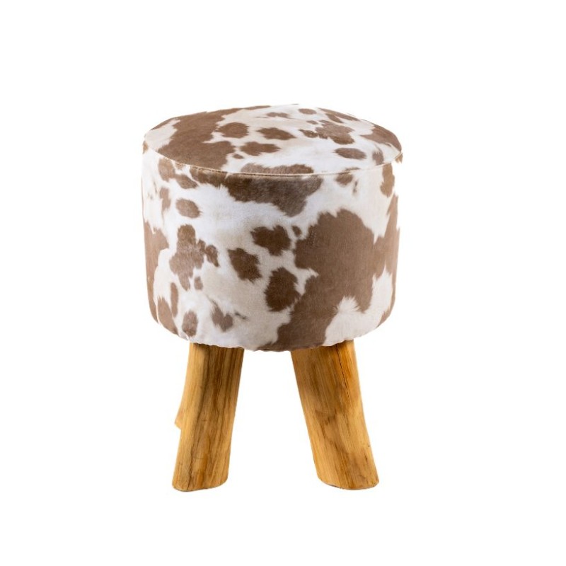 Taburete Piel Vaca - patas cortas