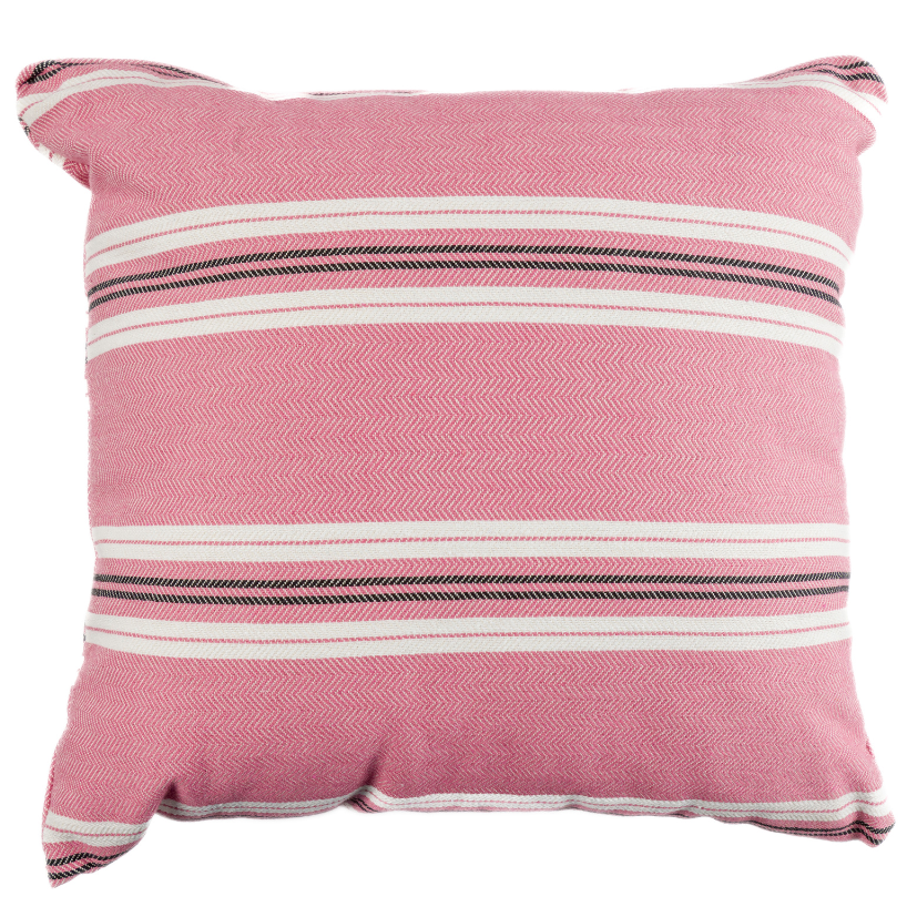 Cojin raya blanca y rosa