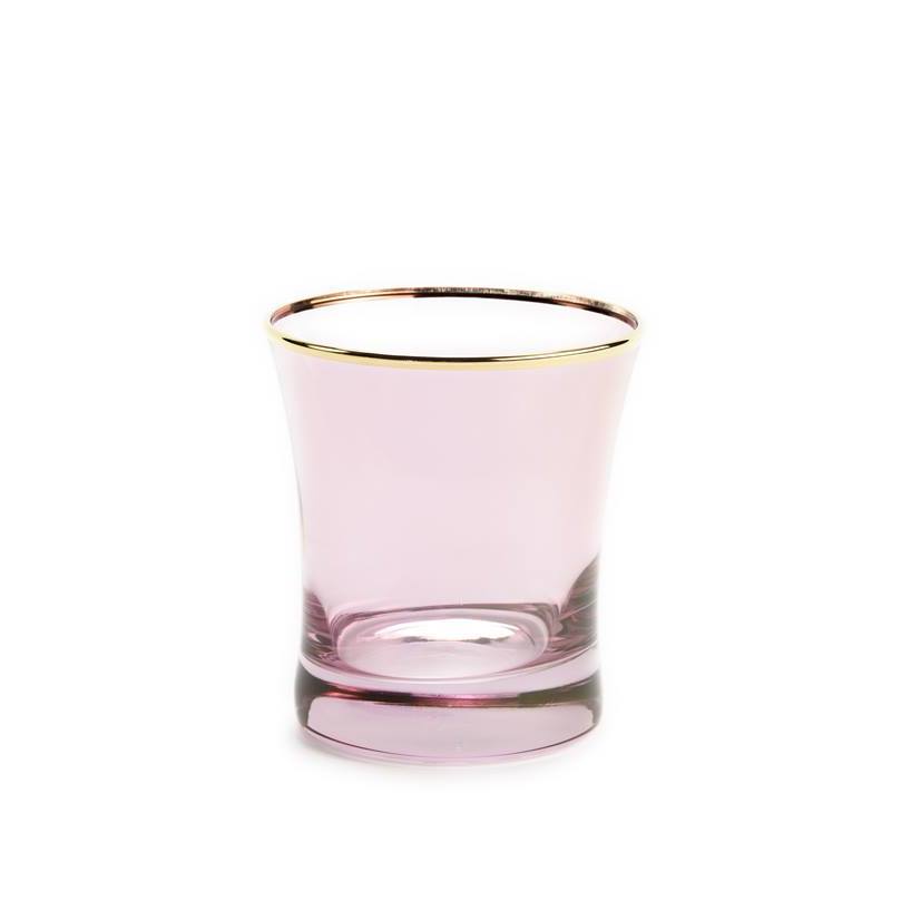 Vaso cristal rosa filo dorado