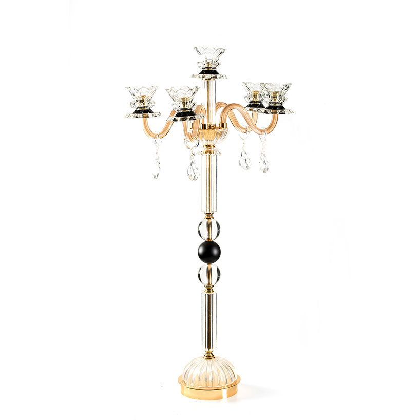 Candelabro cristal dorado