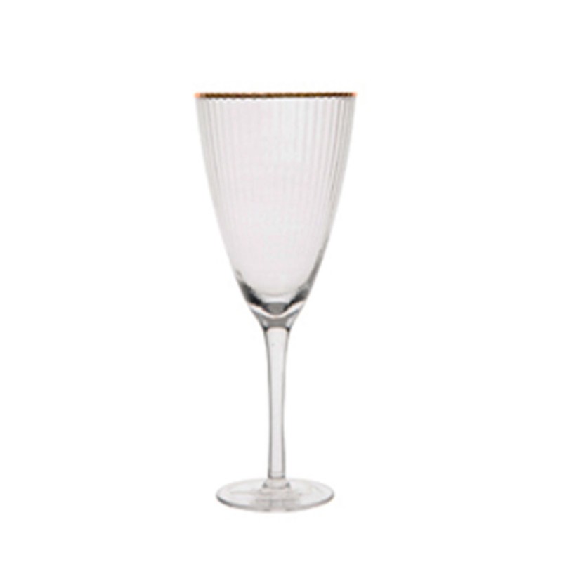 Copa vino tinto filo dorado rayada