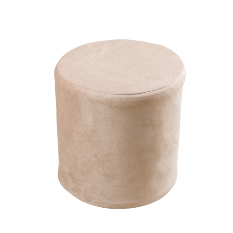 Funda Puff Náutico Redondo Terciopelo Beige 
