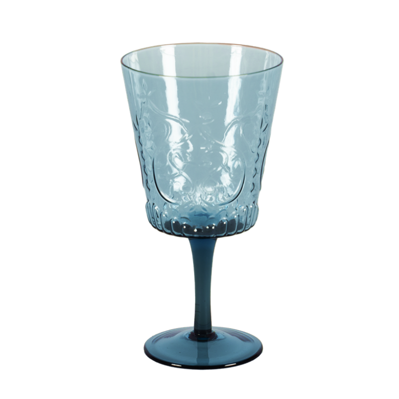 Copa azul brocada vino tinto